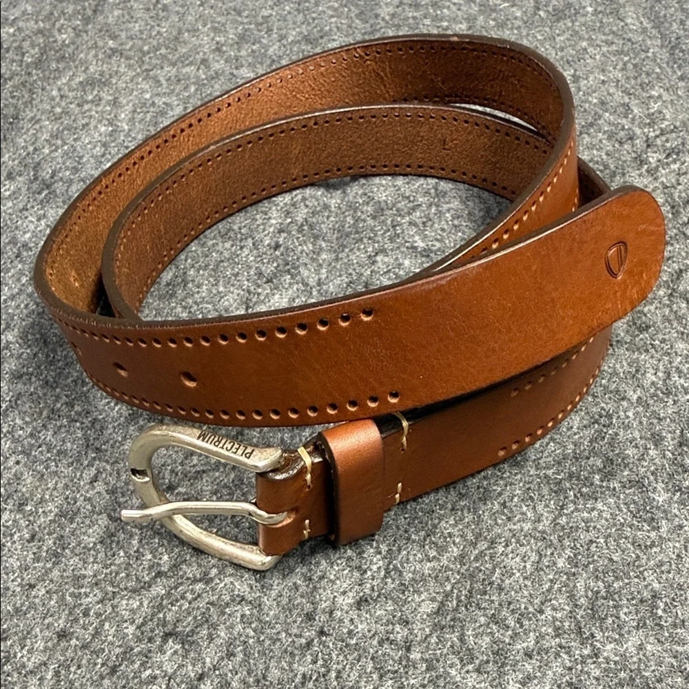 Plectrum by Ben Sherman Men's Premium Tan Leather Belt with Silver Buckle